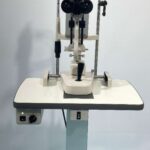 Front view of Topcon SL-3G slit lamp used for eye examination